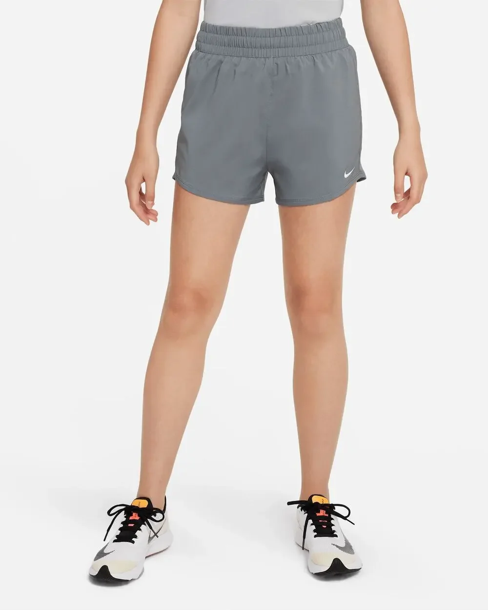 Nike Girls Smoke Gray High Waisted Training Activewear Shorts Youth Size Small